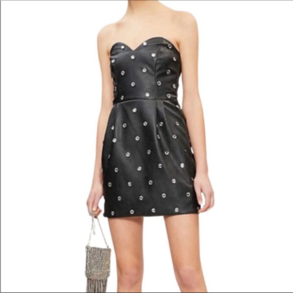 Topshop Leather Sequin mini Black Dress ' - Picture 2 of 7